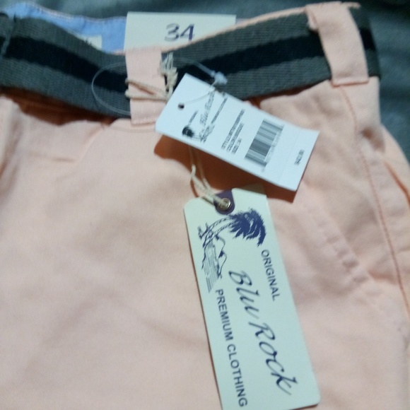 Mens Peach Belted Casual Shorts - Picture 5 of 7